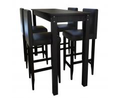 vidaXL Mesa alta de cocina con 4 sillas de barra negras