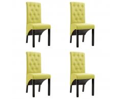 vidaXL Sillas de comedor 4 unidades de tela verde