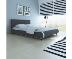 vidaXL Cama con colchón viscoelástico cuero artificial 140x200 gris