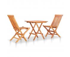 vidaXL Mesa y sillas de jardín plegables 3 pzas madera maciza de teca