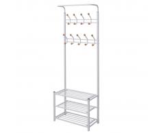 vidaXL Perchero de ropa con repisa para zapatos 68x32x182,5 cm blanco