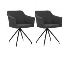 vidaXL Sillas de comedor giratorias 2 unidades tela gris oscuro