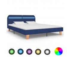 vidaXL Estructura de cama con LED tela azul 180x200 cm