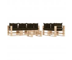 vidaXL Set muebles de palés de jardín 6 pzas madera cojines gris taupe