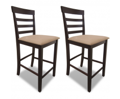 vidaXL Sillas de bar 2 unidades de madera marrón y beis