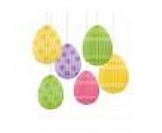 Vegaoo.es 6 Decoraciones colgantes huevos de Pascua 12 cm