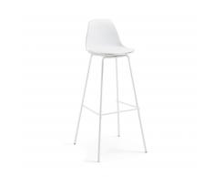 Kave Home Taburete Alto Brighter,..., En Piel Sintética,Plástico,Metal - Blanco