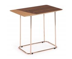 Kave Home Mesa Auxiliar Aisha, 51 Cm, En Madera,Metal - Natural,Marrón,Cobre