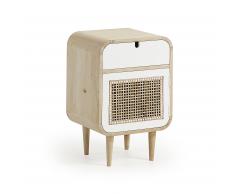 Kave Home Mesita De Noche Georg,..., En Madera - Natural,Blanco