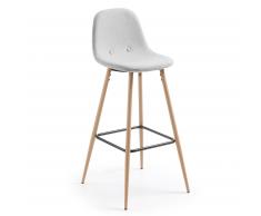 Kave Home Taburete Alto Nolite,..., En Tejido,Metal - Natural,Gris