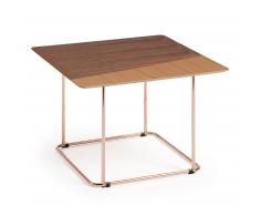 Kave Home Mesa Auxiliar Aisha, 41 Cm, En Madera,Metal - Natural,Marrón,Cobre