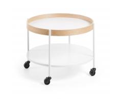 Kave Home Mesa Auxiliar Alberich,..., En Madera,Melamina,Metal - Natural,Blanco