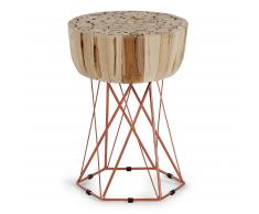 Kave Home Mesa Auxiliar Della, En Madera,Metal - Natural,Cobre