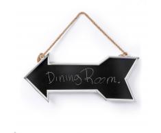 Kave Home Pizarra Deca, Flecha Blanca, En Metal - Negro,Blanco