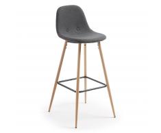 Kave Home Taburete Alto Nolite,..., En Tejido,Metal - Natural,Gris