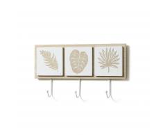 Kave Home Perchero Vicky, En Madera,Metal - Natural,Blanco