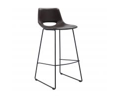Kave Home Taburete Alto Zahara,..., En Piel Sintética,Metal - Negro,Marrón