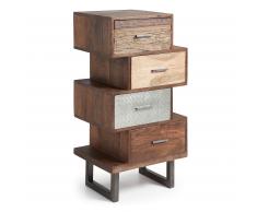 Kave Home Cajonera Perth, En Madera,Metal - Plata,Natural