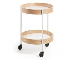 Kave Home Mesa Auxiliar Alberich,..., En Madera,Melamina,Metal - Natural,Blanco