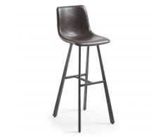 Kave Home Taburete Alto Trap,..., En Piel Sintética,Metal - Marrón
