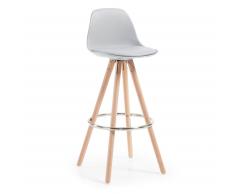 Kave Home Taburete Alto Slad, Gris, En Madera,Piel Sintética,Plástico - Gris