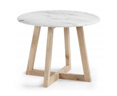 Kave Home Mesa Auxiliar Haylo, En Madera,Piedra / Cerámica - Natural,Blanco