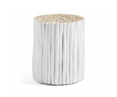 Kave Home Mesa Auxiliar Filip, Blanca, En Madera - Natural,Blanco
