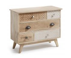 Kave Home Cajonera Hoob, En Madera - Natural,Blanco