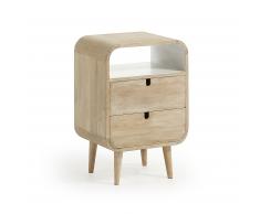 Kave Home Mesita De Noche Georg,..., En Madera - Natural,Blanco