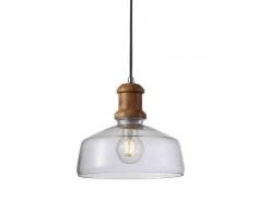 STYLO LIGHTING Lampara colgante OLIVIA 1 luz madera cristal