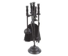 JVL - Juego de Herramientas para Chimenea de corazón, Metal, Negro, Talla única