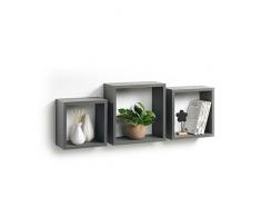 ModulHome 6RAN789BC - Estantería con Forma de Cubo (Tablero DM, 11,8 x 30 x 30 cm), Tablero/Madera DM, Gris Oscuro, 3 Tallas 23 cm/26,5 cm/30 cm