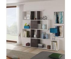 Habitdesign - Estantería librería Zig Zag, Medidas: 45x145x30 cm de Fondo (Blanco Artik y Oxido)