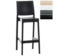 CLP Taburete Apilable Maya I Taburete Alto De Exteior/Interior | Silla Alta Apilable & Resistente A Los Rayos UV | Taburete De Jardín I Color: Negro