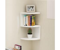 Estantes esquineros KaiGangHome, estante esquinero de pared triangular, multicapa, rodamiento de carga, estantes de esquina blancos, madera MDF, Blanco, 44.5x20x20cm