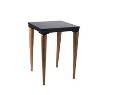 WHYNOTHOME Mesa Auxiliar TELEFONERA 1, Mesa con Tapa de MDF de 22 mm. Lacada Negro y Patas Fabricadas con Madera de Fresno Macizo tintadas en Color Roble Oscuro.