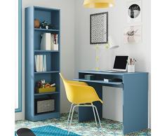 Habitdesign 005422P - Estantería Juvenil 6 baldas, Color Azul WIC, Medidas: 180x52x25 cm de Fondo