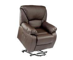 ECODE Sillón de Masaje Relax Elevador Levantapersonas Chamonix, Reclinación Eléctrica 160º, Función Calor, Programas Auto, Vibro Ondulación, A++, ECO-8590UP M (Marrón)