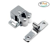 FUJIE 12 Pcs Cierres de Doble Rodillo, Doble Rodillo Cierres para Puerta para Puerta de Armario, Plateado