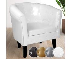 MIADOMODO Sillón Chesterfield | Tapizado en Cuero Artificial con Patas de Madera, Set y Color a Elegir | Butaca de Piel Sintética para Dormitorio y Salón, Sofá Chester 1 Plaza (1 Pieza, Blanco)
