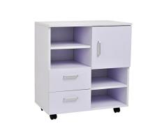 HOMCOM Mesa Armario movil Mueble TV Madera + cajones y Puerta Consola Comedor cajonera