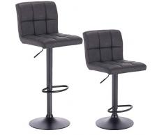 WOLTU 2 x Taburete de Bar Estilo Vintage Regulable en Altura y Giratorio Cuero Sintético para Bar Cocina Salon Dormitorio Antracita BH112an-2