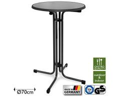 Beautissu Sylt Mesa Alta Bar y Coctel - Plegable Ø 70 cm Mesa de Bistro de Exterior Redonda Gris - Nivelable por Tornillos Calidad Gastronomía & Resistente al Calor