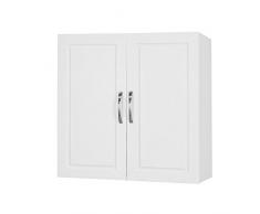 SoBuy Armario Auxiliar Multiusos de Pared,Armario Suspendido con 2 Puertas,Blanco,L60 x H 60 cm,FRG231-W,ES