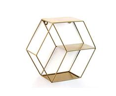 Jishipin Estantería de Almacenamiento Estantería De Metal Hexagonal De Hierro Forjado Montado En La Pared Bastidor Flotante Estante De Almacenamiento Colgante Decorativo Estante (Color : Copper)