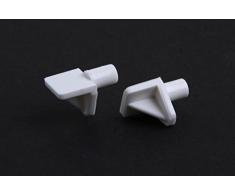 40 pieza Soporte de estantes Soporte de estanterías Soporte de estantes en escuadra con el lápiz de acero, plastico/metal, blanco niquelado, diametro 5mm