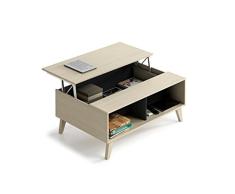 Habitdesign 0Z6633R - Mesa de Centro elevable con revistero Incorporado, Color Roble y Antracita, 100 cm (Largo) x 41/53 cm (Alto) x 68 cm (Fondo)