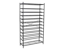 SONGMICS Estantería para Calzados 12 Niveles Zapatero metálico Lacado Negro 105 x 192 x 37 cm RTG01H
