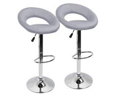 IntimaTe WM Heart Set de 2 x Taburetes de Bar Cuadrado y Moderno, Cuero de PU Telesilla con Respaldo Medialuna Altura Ajustable Giratoria para Bar Cocina (Gris)