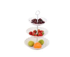 ounona tartas con Cupcake galletas magdalenas – Frutero de 3 pisos redondo, plástico, color blanco